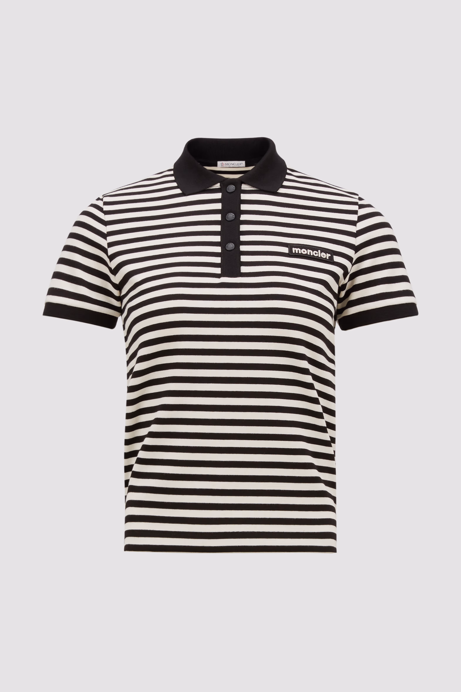 Striped Cotton Polo Shirt Women Blue & White Moncler 2